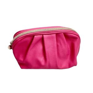 bareMinerals Hot Pink Faux Pebbled Leather Cosmetic Bag Makeup Zip Travel Bag
